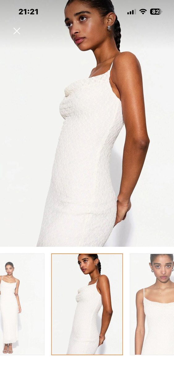 Dantel Detaylı Beyaz Uzun Bohem Elbise bershka - Görsel 3