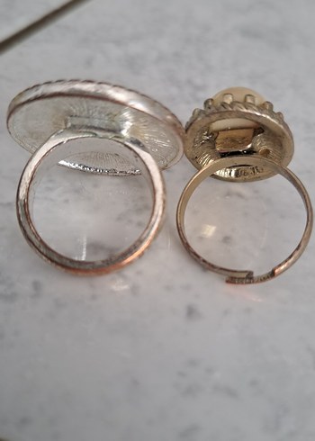 Beyaz Boncuklu Vintage Kadın Yüzük - Görsel 3