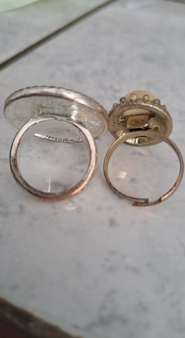 Beyaz Boncuklu Vintage Kadın Yüzük - Görsel 3