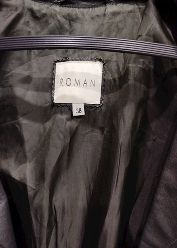 Roman Marka Haki Deri Ceket Dugmeli
