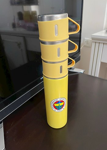 Sarı Fenerbahçe Termos ve Bardak Seti
