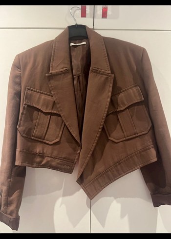 Kahverengi Kadın Keten Takım Elbise - Görsel 2