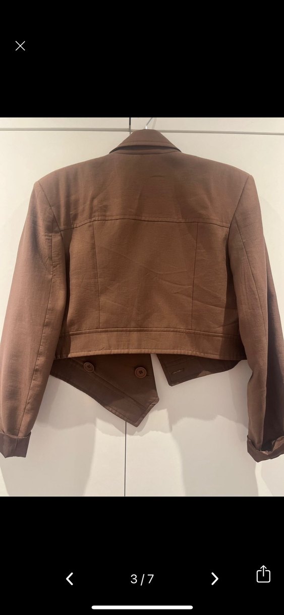 Kahverengi Kadın Keten Takım Elbise - Görsel 3