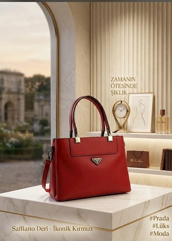Prada Kirmizi Saffiano Deri El Cantasi