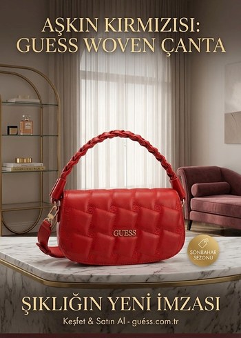 Guess Kirmizi Orgu Sapli Canta