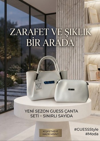 Guess Beyaz Canta Seti