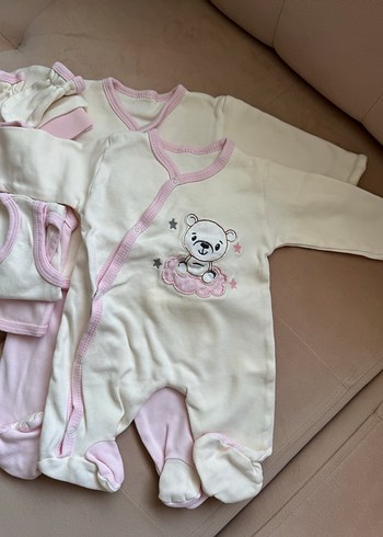 7 parça Kız bebek Uzun Kollu Beyaz yenidoğan hastane Tulum Set