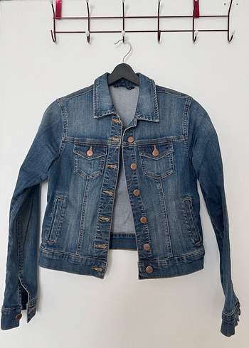 Düğmeli Kadın Mavi Denim Ceket