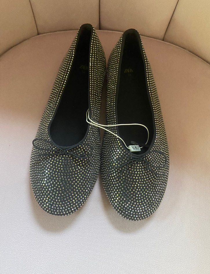 Boncuk İşlemeli siyah zara babet - Görsel 2