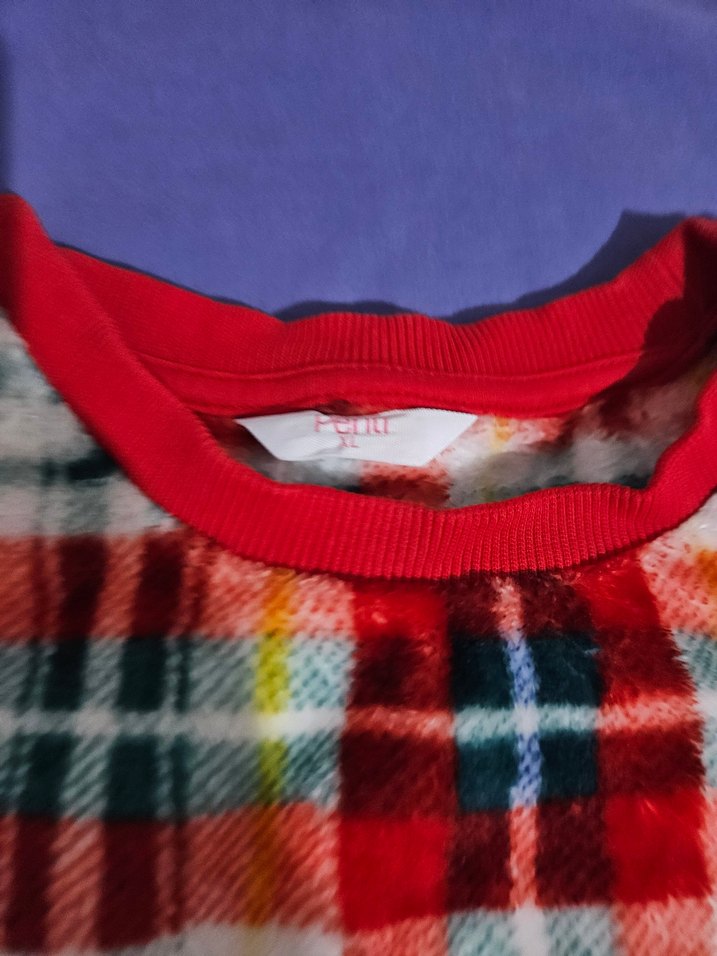 Renkli Ekoseli Polar Pijama Takımı - Görsel 4