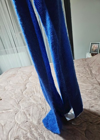 Kadın Mavi Kürklü Sıcak Atkı - Görsel 3