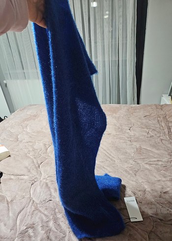 Kadın Mavi Kürklü Sıcak Atkı - Görsel 2