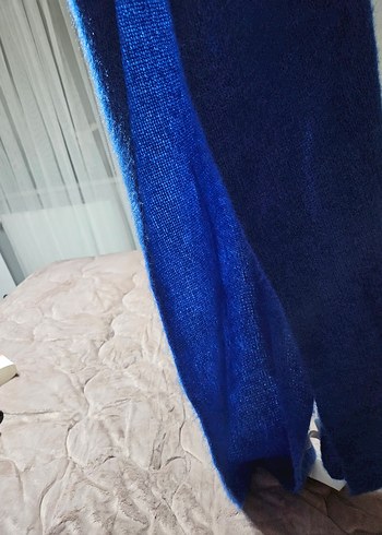 Kadın Mavi Kürklü Sıcak Atkı - Görsel 4