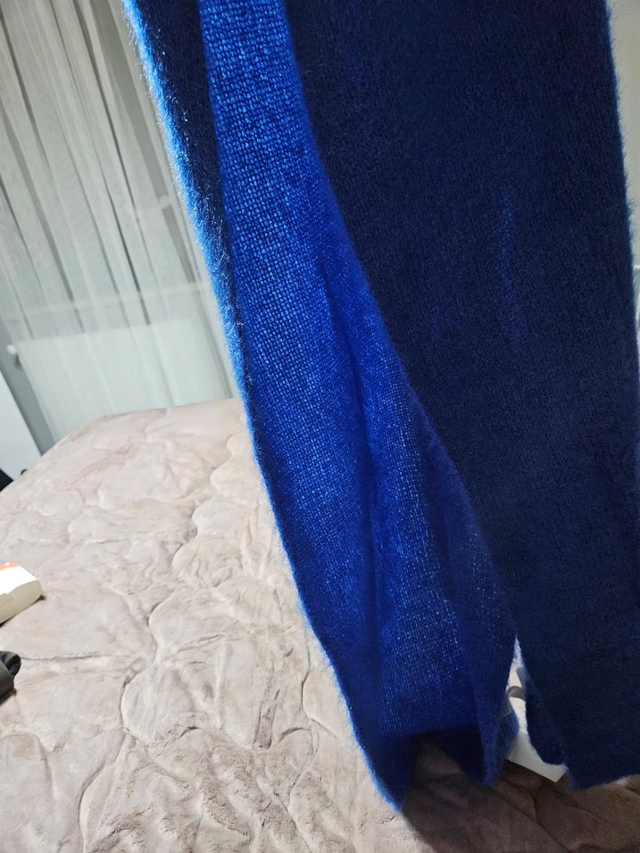 Kadın Mavi Kürklü Sıcak Atkı - Görsel 4