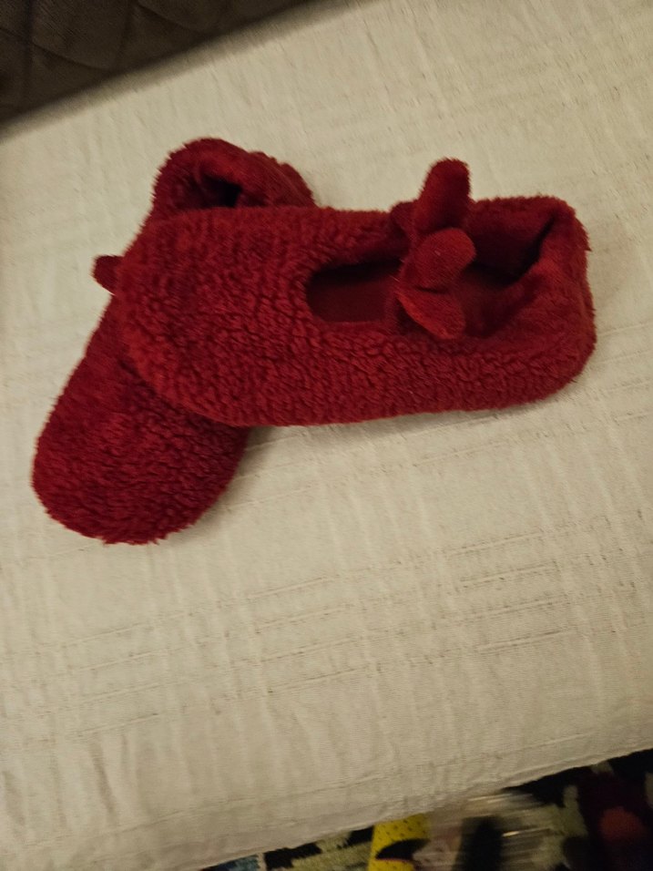 Kız Çocuk Kırmızı Sıcak Polar Terlik - Görsel 3