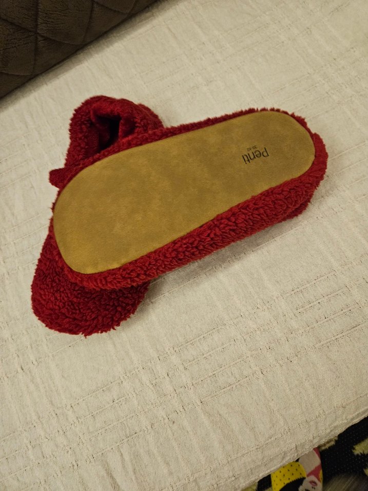 Kız Çocuk Kırmızı Sıcak Polar Terlik - Görsel 4