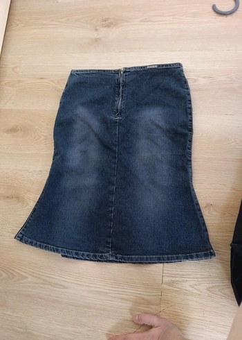 Gri Mavi Hamile Midi Kot Etek - Görsel 2