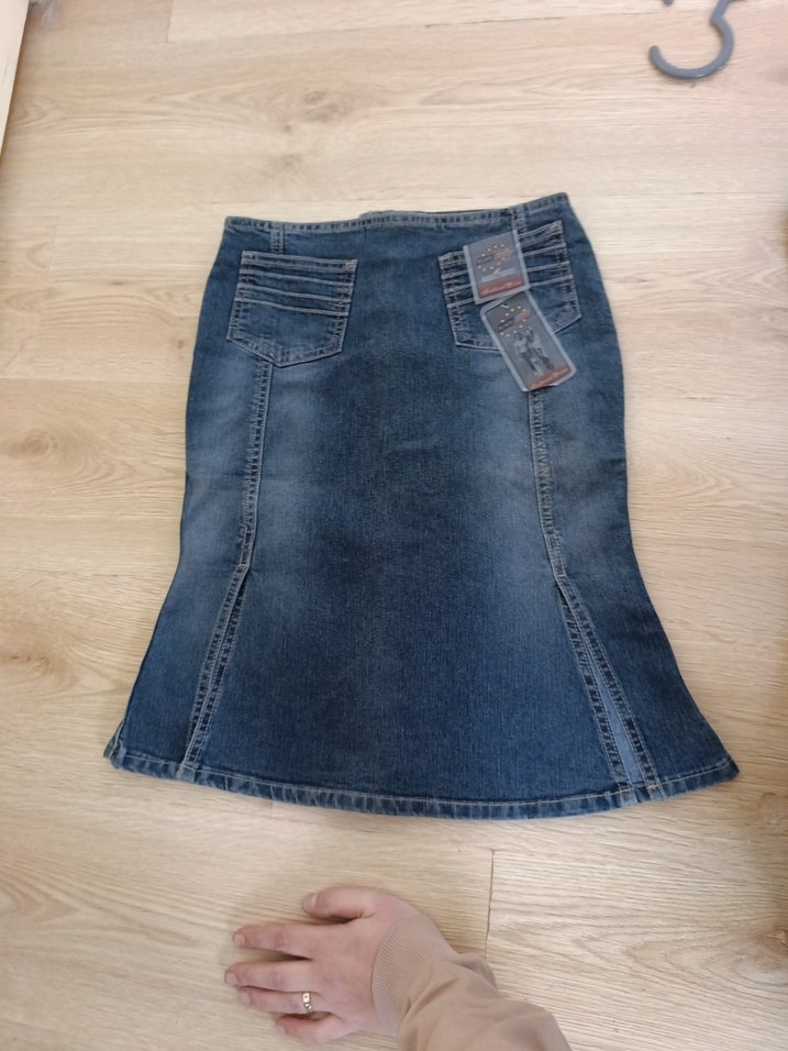 Gri Mavi Hamile Midi Kot Etek - Görsel 4