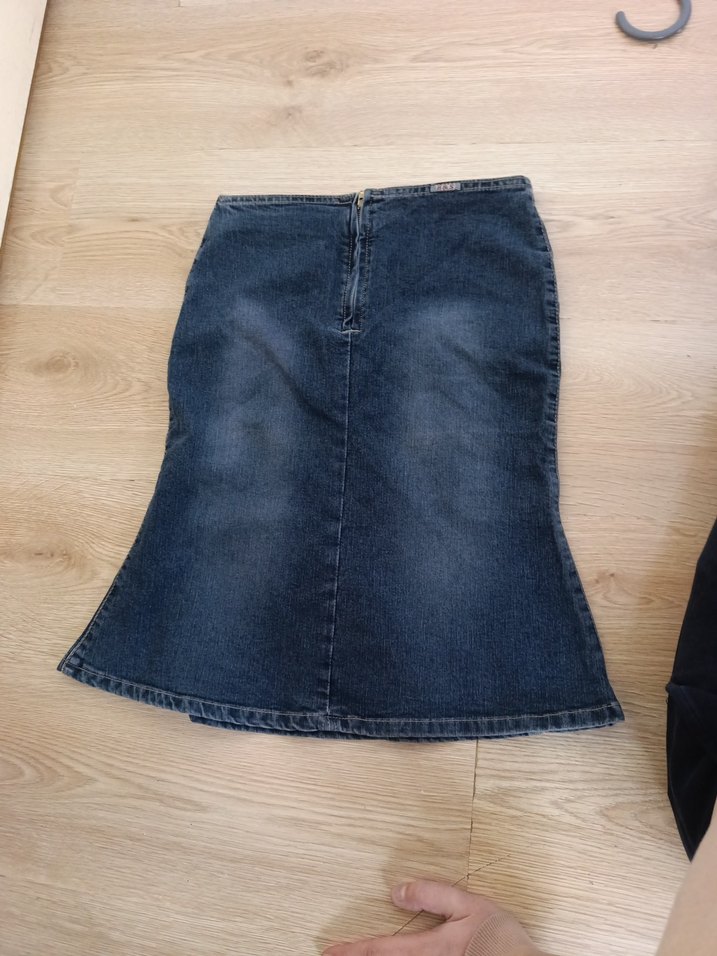 Gri Mavi Hamile Midi Kot Etek - Görsel 2