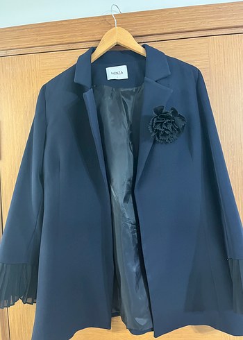 Diğer Lacivert Sifon Detayli Cicekli Blazer