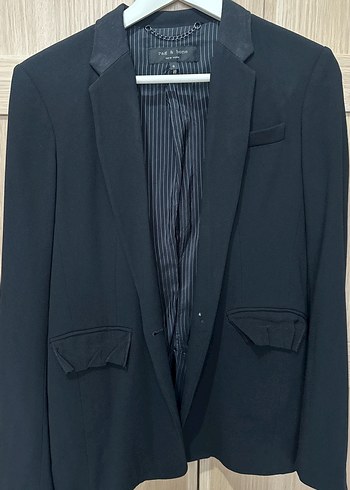 Rag & Bone Kadin Siyah Dugmeli Ozel Grogren Serit Kapak Ve Yakali Blazer