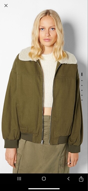 Bershka yakasi suni pilot bomber ceket