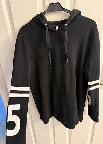 Zara Uzun Siyah Kapusonlu Spor Sweatshirt
