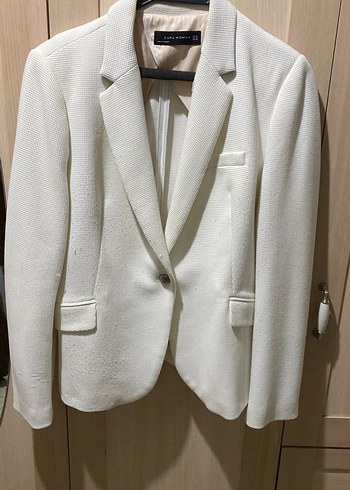 Zara Ekru Dokulu Klasik Blazer Ceket