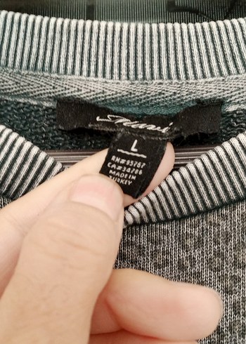 l Beden Gri Leopar Desenli Kadın Sweatshirt