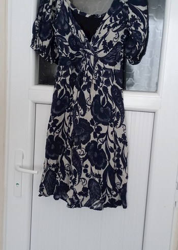 V Yaka Kısa Kollu Vintage Midi Elbise.ÜSTÜMDE FOTO ATMIYORUM. - Görsel 6