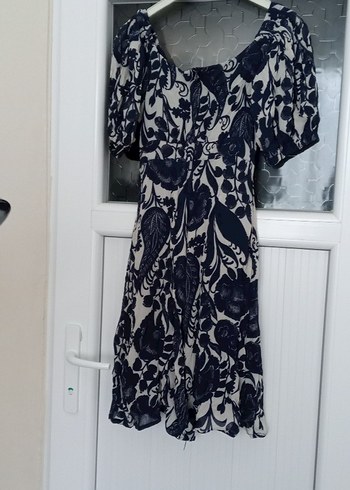 V Yaka Kısa Kollu Vintage Midi Elbise.ÜSTÜMDE FOTO ATMIYORUM. - Görsel 8