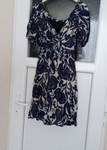 V Yaka Kısa Kollu Vintage Midi Elbise.ÜSTÜMDE FOTO ATMIYORUM. - Görsel 2