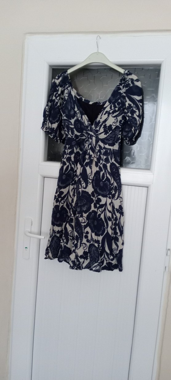 V Yaka Kısa Kollu Vintage Midi Elbise.ÜSTÜMDE FOTO ATMIYORUM. - Görsel 2