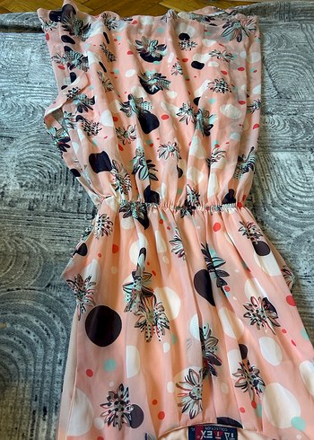 Pembe Baskılı Bohem Midi Elbise - Görsel 3