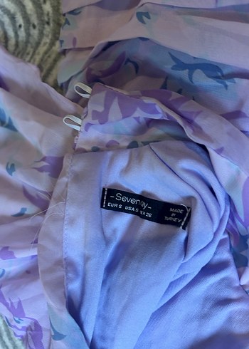 Mor Transparan Uzun Kollu Midi Elbise - Görsel 4