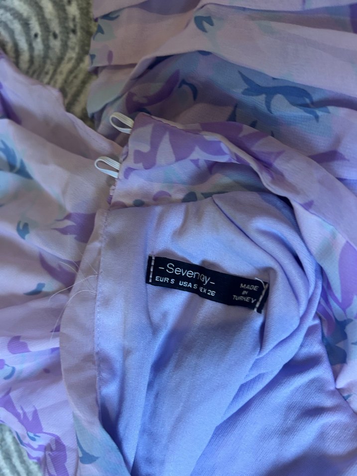 Mor Transparan Uzun Kollu Midi Elbise - Görsel 4