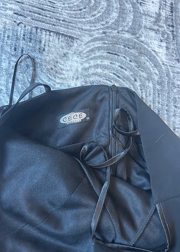 Siyah V Yakalı İnce Askılı uzun Elbise - Görsel 2