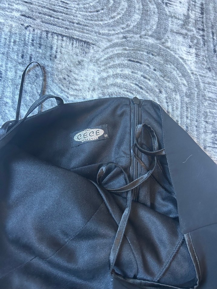 Siyah V Yakalı İnce Askılı uzun Elbise - Görsel 2