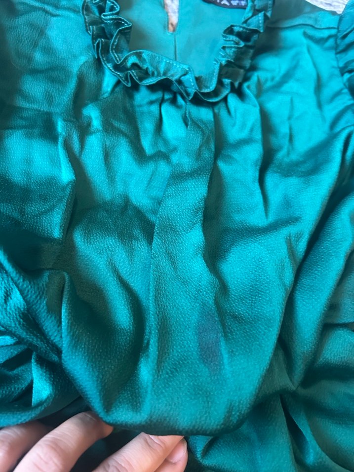 Uzun Kol, Yüksek Yakalı Turkuaz Elbise - Görsel 4