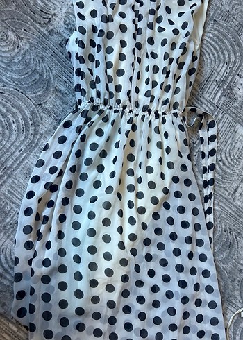 Noktalı midi elbise - Görsel 5