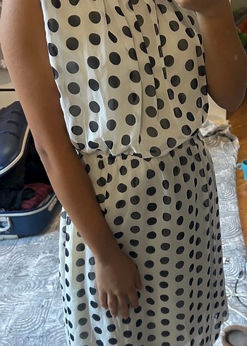 Noktalı midi elbise - Görsel 2