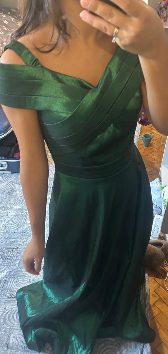 Yeşil Drapeli uzun Abiye Elbise - Görsel 3