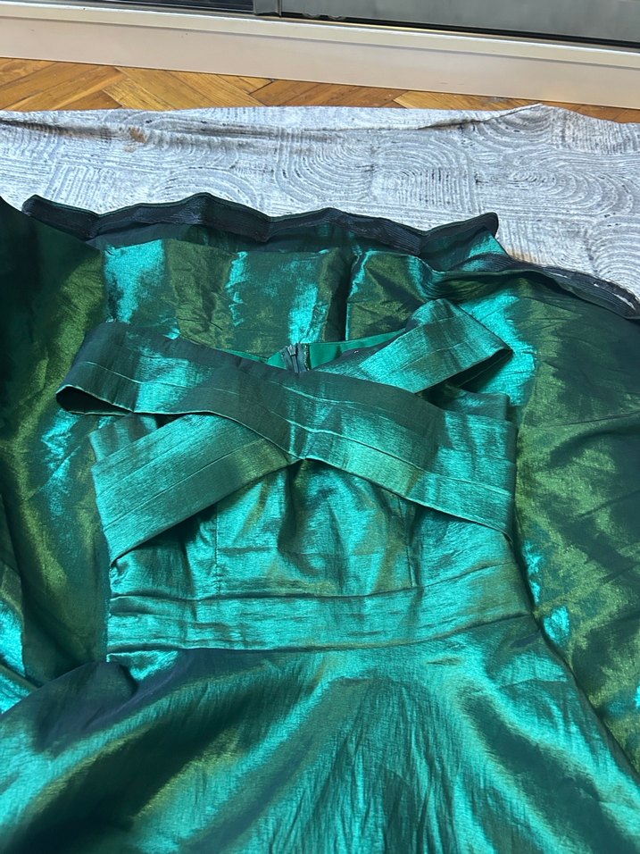 Yeşil Drapeli uzun Abiye Elbise - Görsel 5