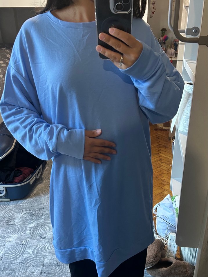 Mavi Oversize Triko - Görsel 5