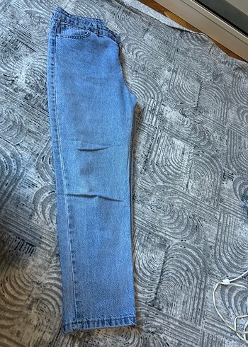 Gri Düğmeli Rahat Kesim Kadın Kot Pantolon - Görsel 2