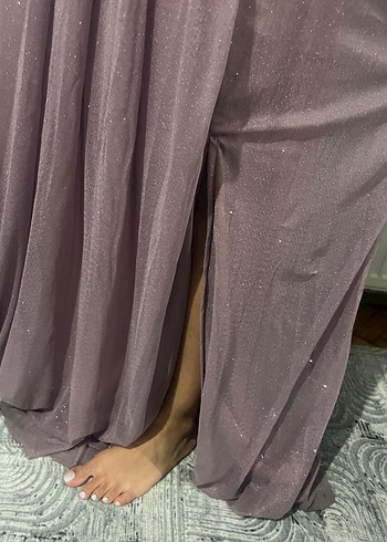 Mor Drapeli Uzun Bohem Elbise - Görsel 4