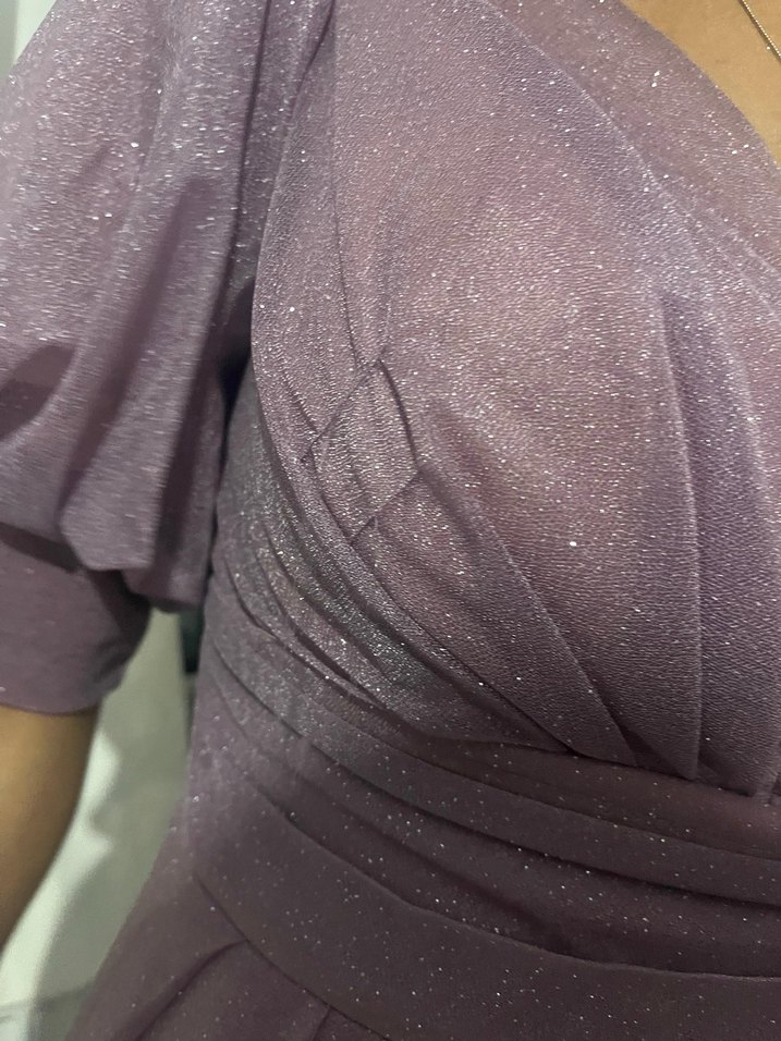 Mor Drapeli Uzun Bohem Elbise - Görsel 3