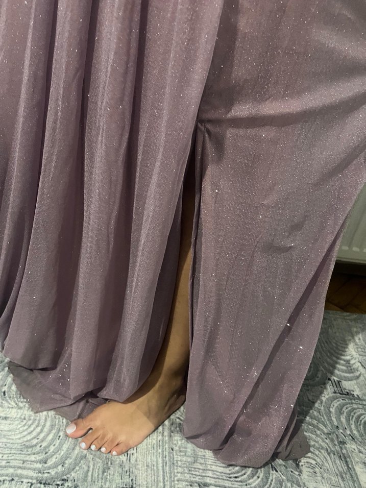 Mor Drapeli Uzun Bohem Elbise - Görsel 4