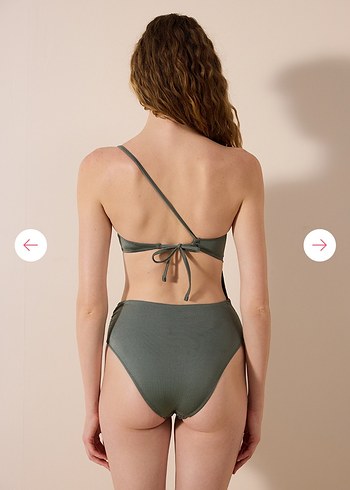 Tek Omuzlu Batik Desenli Mini Mayo - Görsel 2