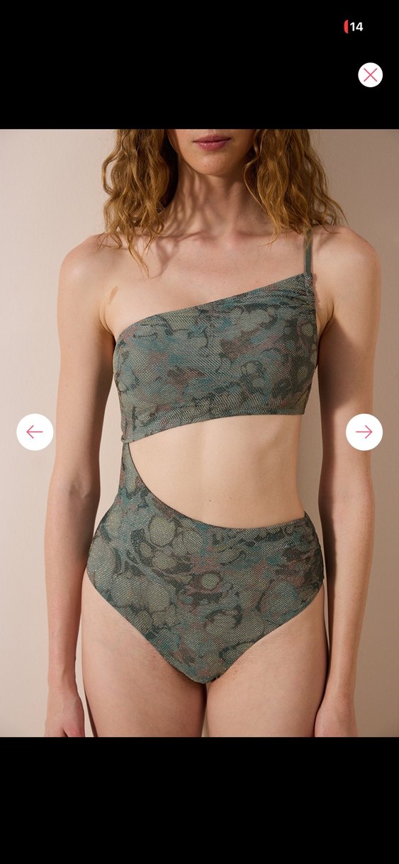 Tek Omuzlu Batik Desenli Mini Mayo - Görsel 3